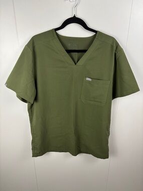 FIGS Olive Green Men's L Scrub Top Shirt Short Sleeve Technical Collection Work